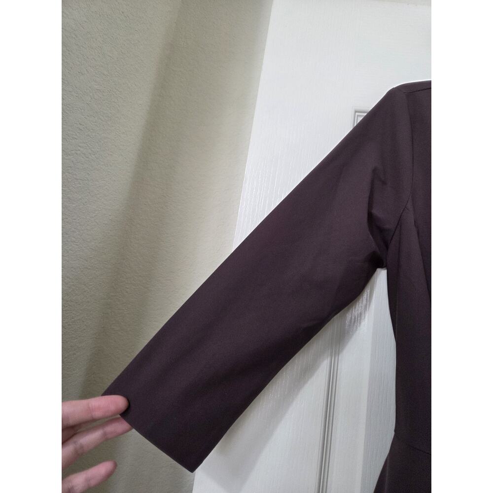 QOR Raisin Brown Asymmetrical Neckline 3/4 Sleeve Knee Length Dress NWT, Small - Picture 6 of 15